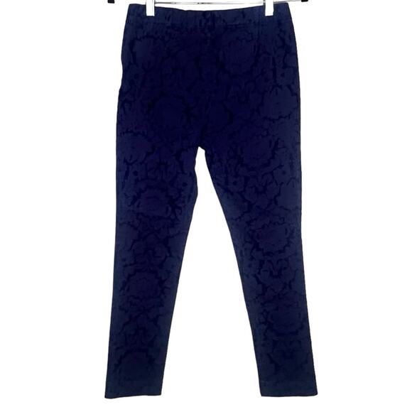 Anthropologie Mid-Rise Velvet Pants Stretch Ankle Crop Skinny Trousers Blue Sz 8 - Picture 2 of 10